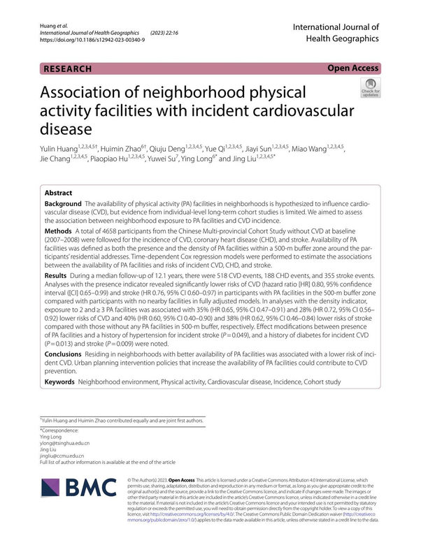 Association of neighborhood physical activity facilities with incident cardiovascular disease