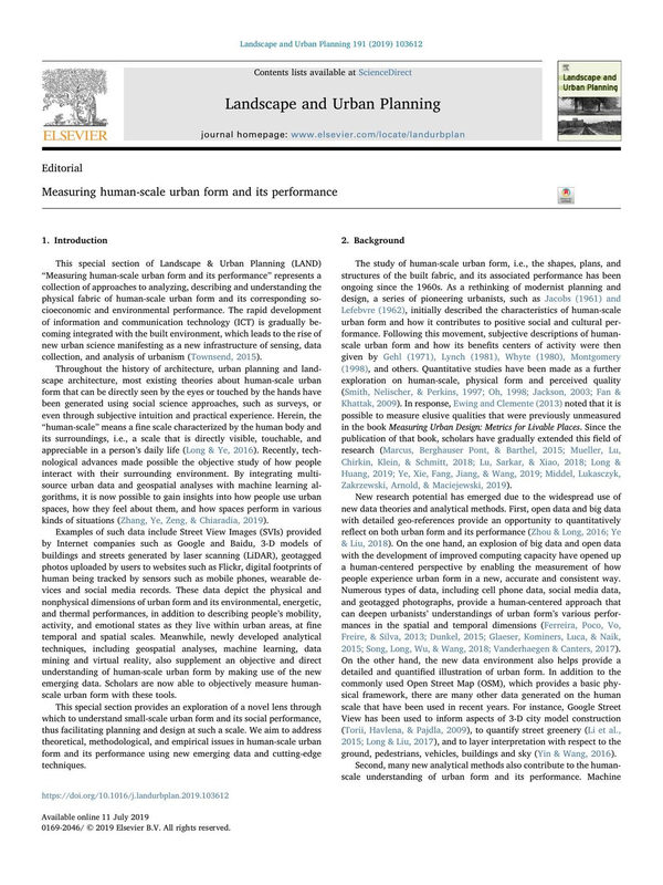 Measuring human-scale urban form and its performance