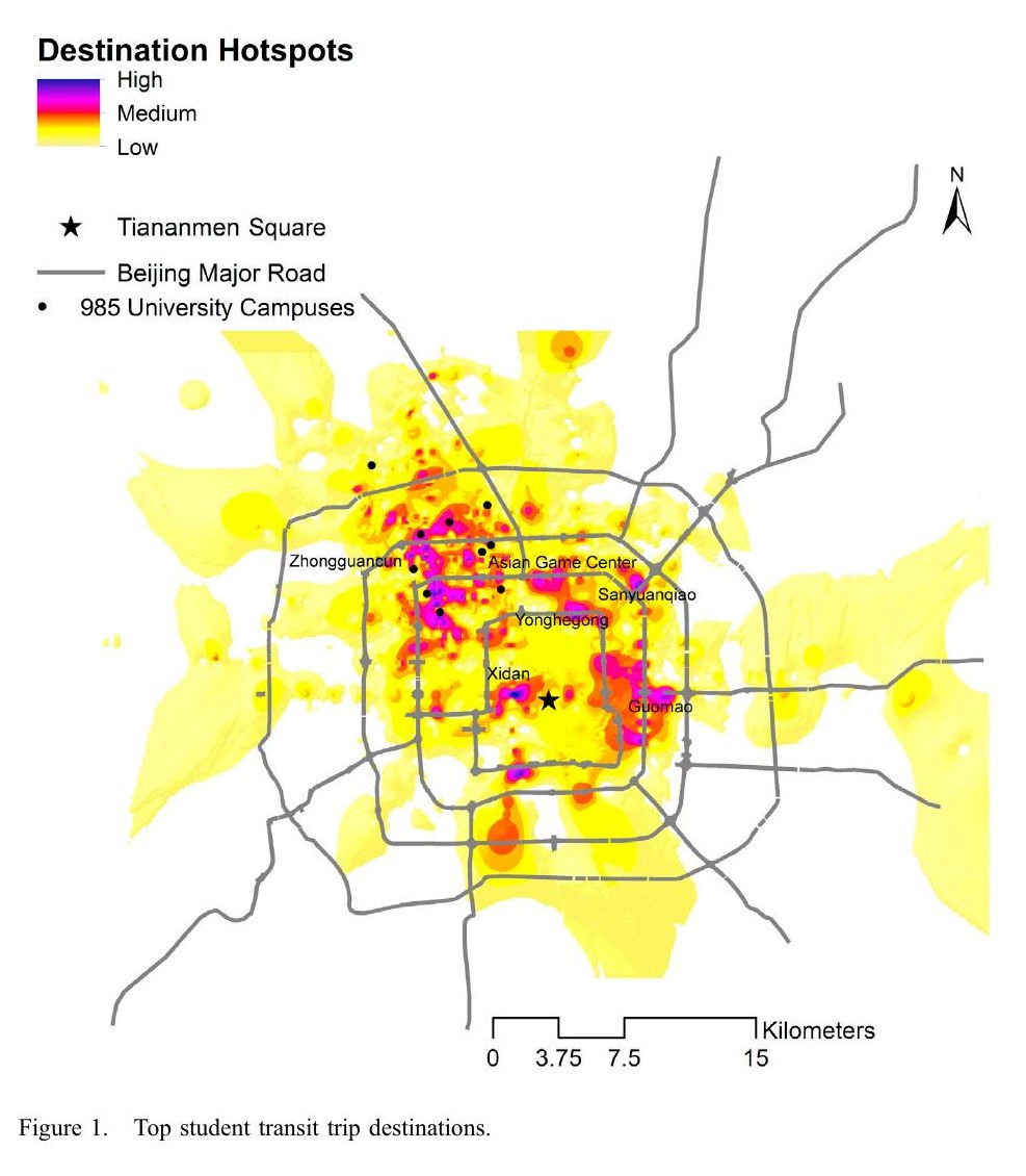 Outside the ivory tower: visualizing university students’ top transit-trip destinations and popular corridors