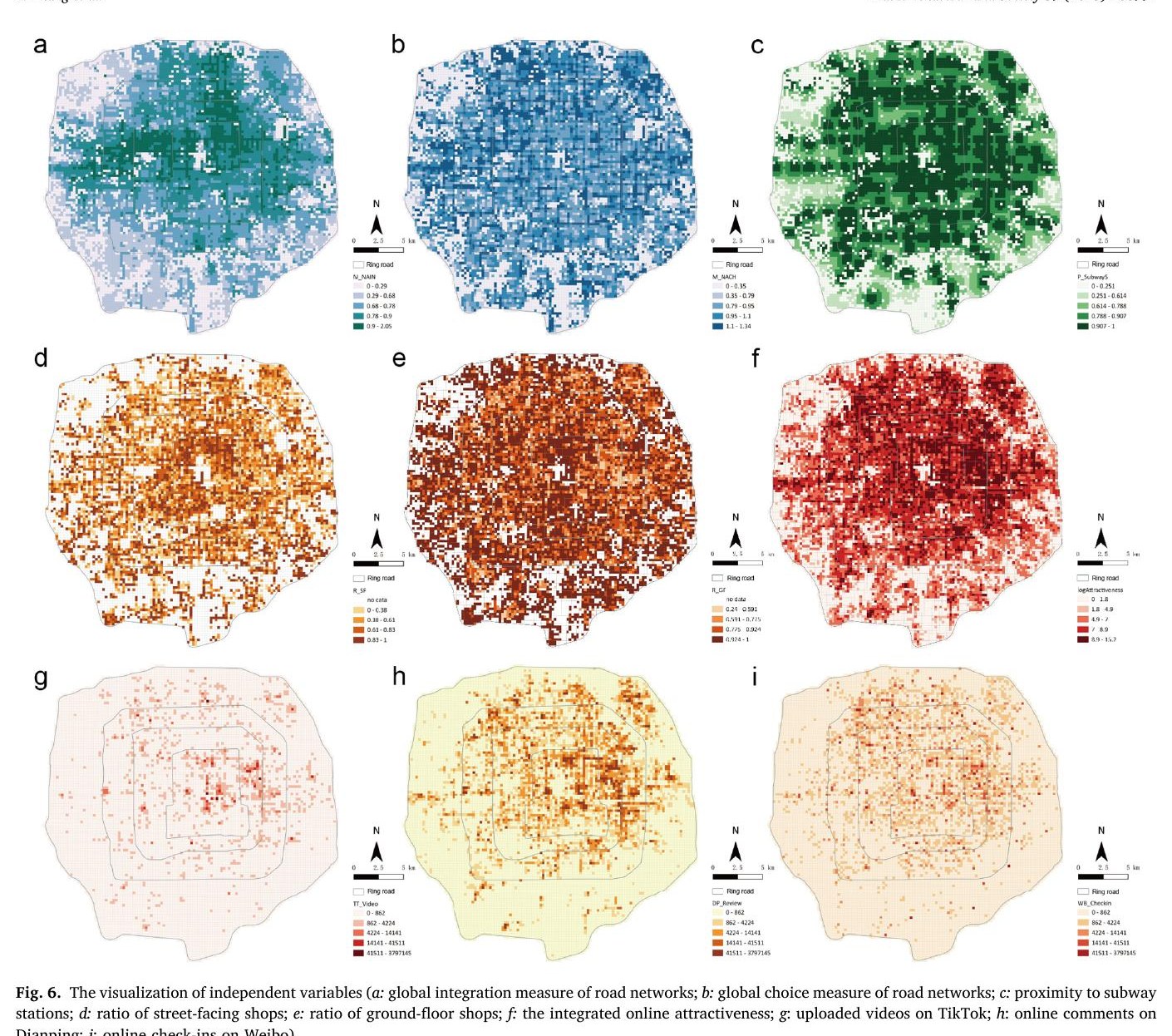 Uncovering how online attractiveness mediates and moderates the impact of multi-scale transportation accessibility on non-work mobility