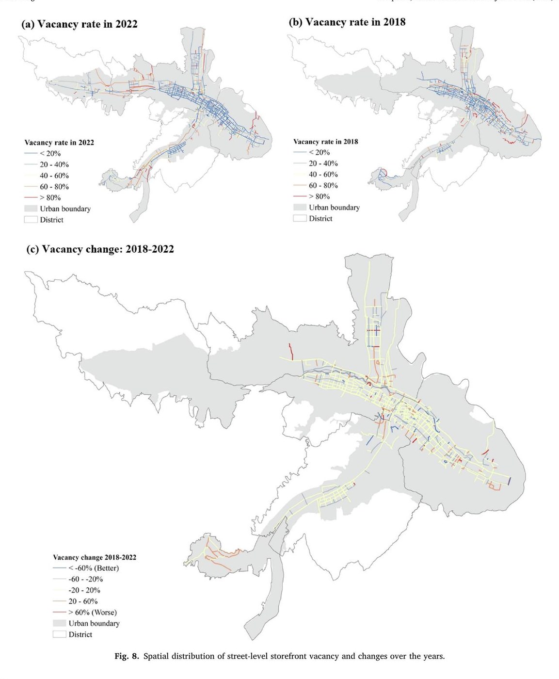 Inferring storefront vacancy using mobile sensing images and computer vision approaches