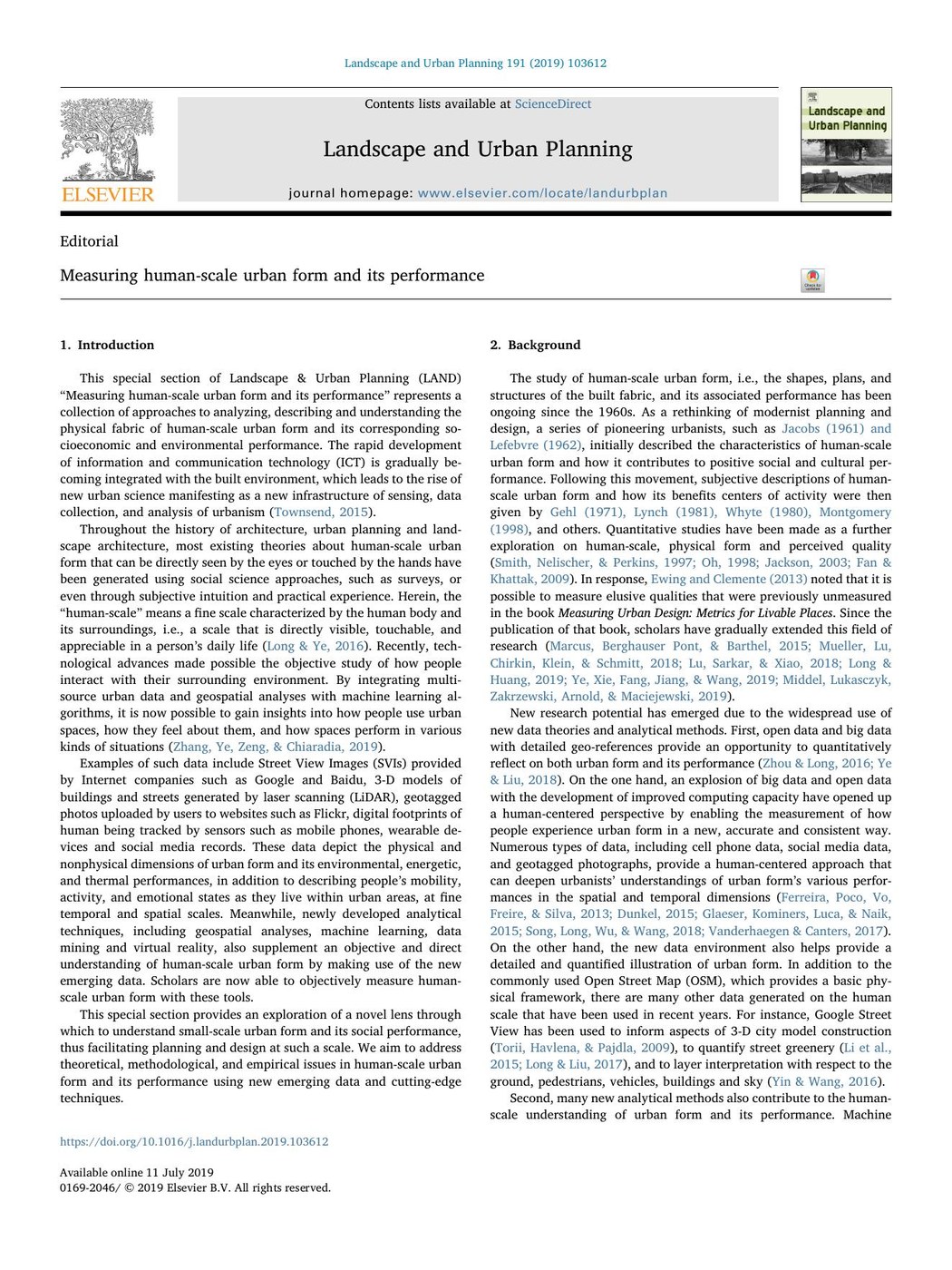 Measuring human-scale urban form and its performance