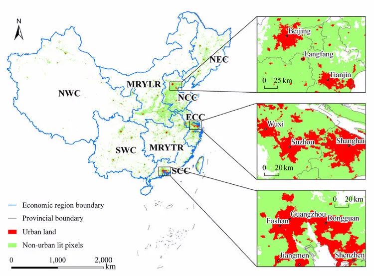DMSP/OLS Interpreted Urban Areas of China 2008