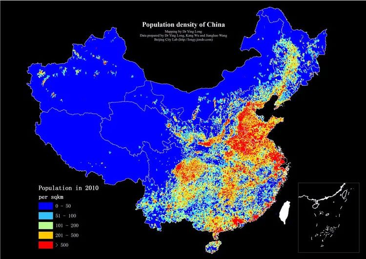 Population Density of China at the Town Level
