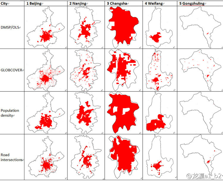 Urban Areas of China 2012 (by Various Methods)