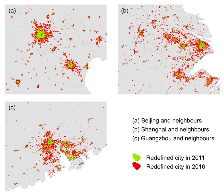 Boundaries and Blocks in Redefined Cities of China 2011 & 2016