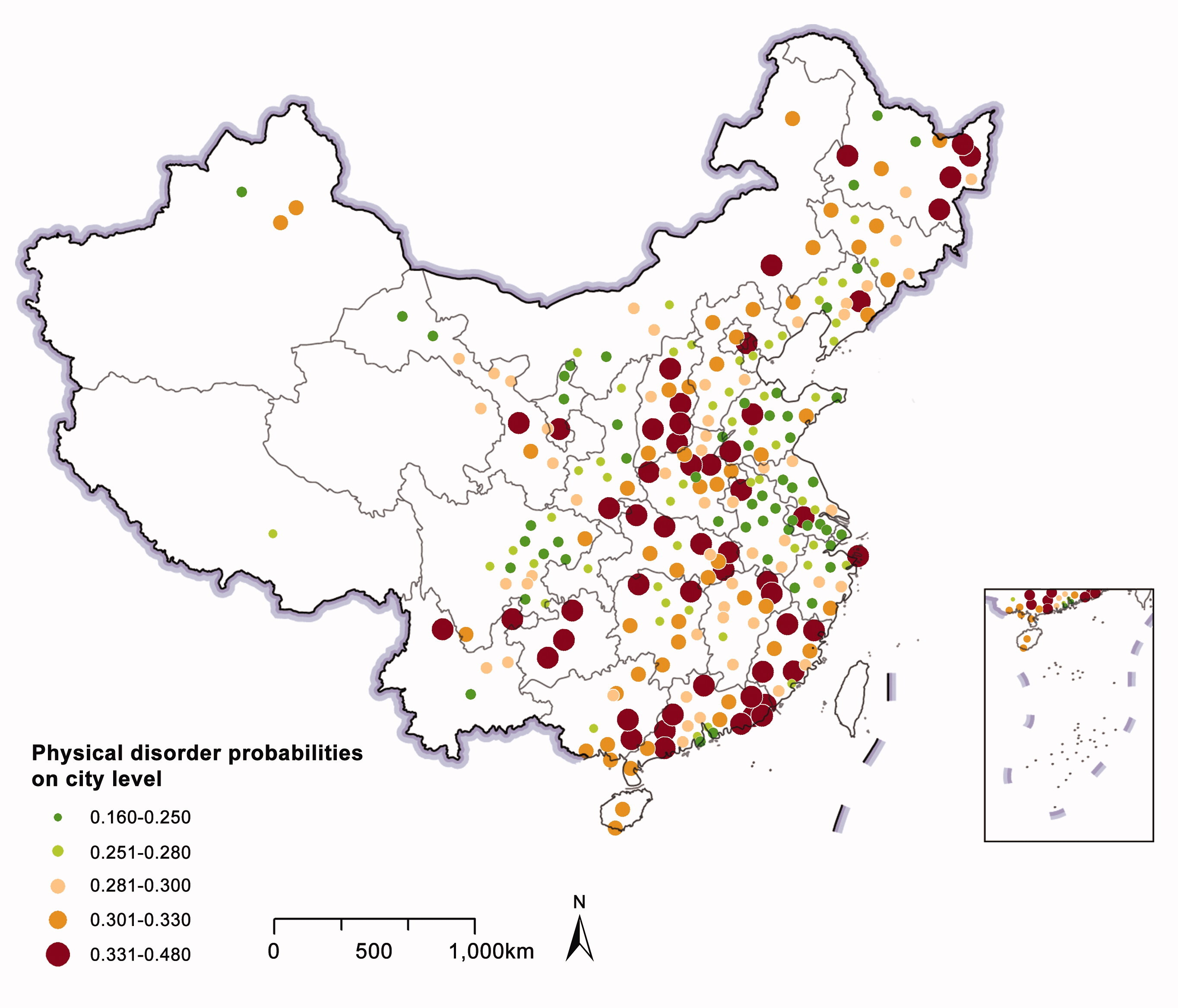 Physical Disorder of Streets in 264 Chinese Cities (2015)