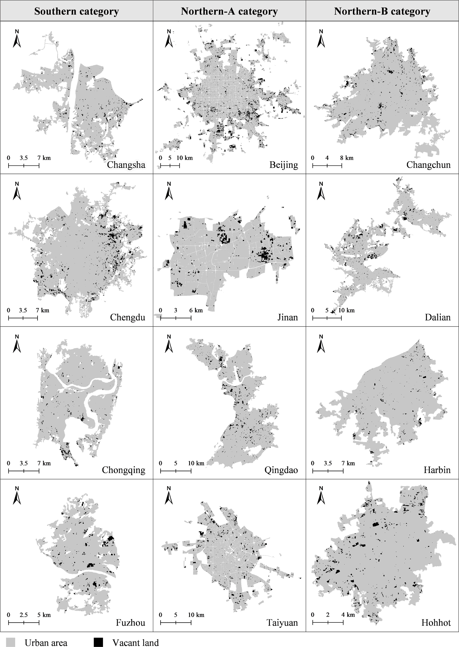 Urban Vacant Land of 36 Major Chinese Cities