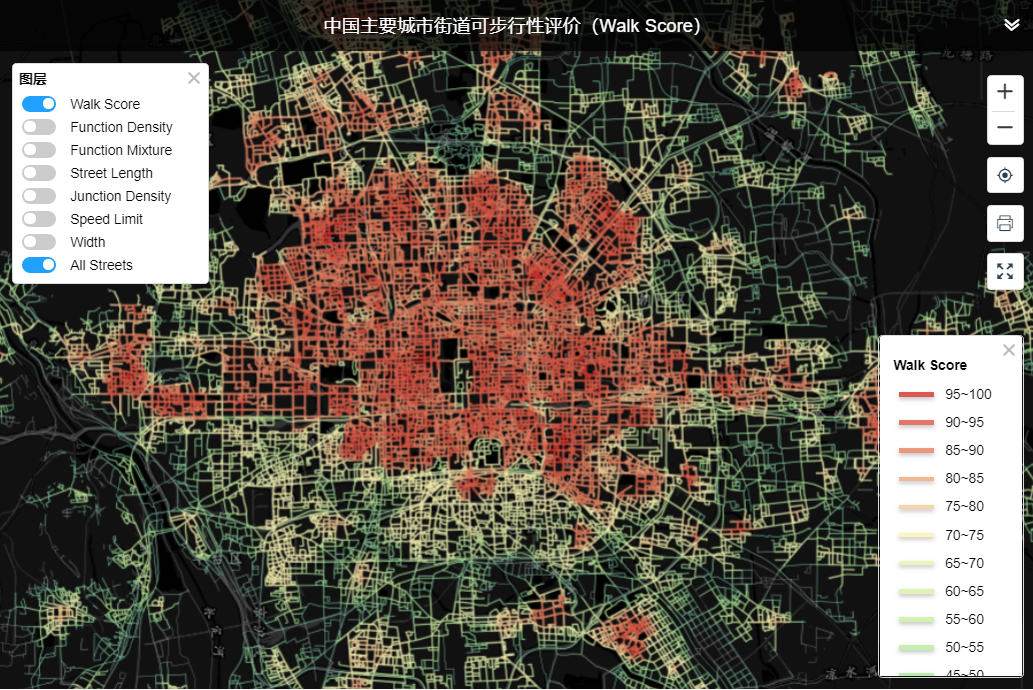Walk Score of All Main Chinese Cities