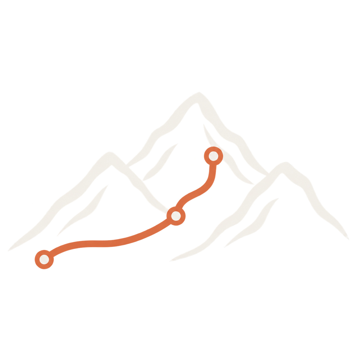 山脊间延伸的橙色旅程路线