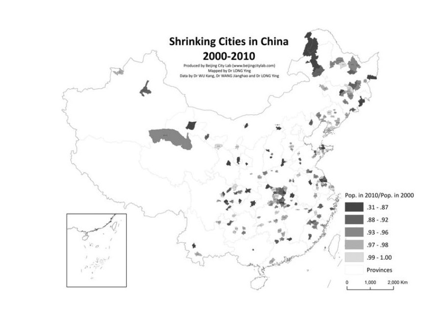Shrinking Cities in China 2000–2010 map reproduced from the CAFA interview